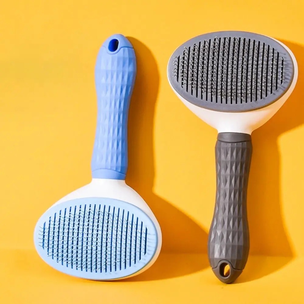 

Automatic Pet Hair Remover Brush Non-slip Handle Plastic Dogs Cleaning Comb Stainless Steel Cat Grooming Comb Grooming