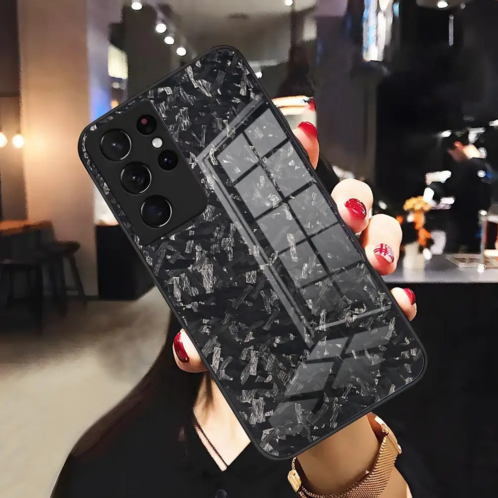 Fibre De Carbone Forgée Phone Case For Samsung A57 A37 A33 5G A54 A36 A35 A56 A52 A17 Shockproof Glass Cover