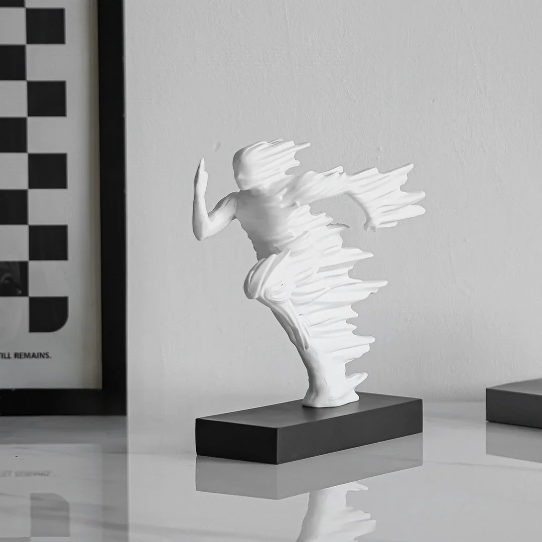 Nordic Irregular Wind-Chasing Teen Character Sculpture Living Room TV Cabinet Ornament Abstract Figure Statue Indoor Decoration