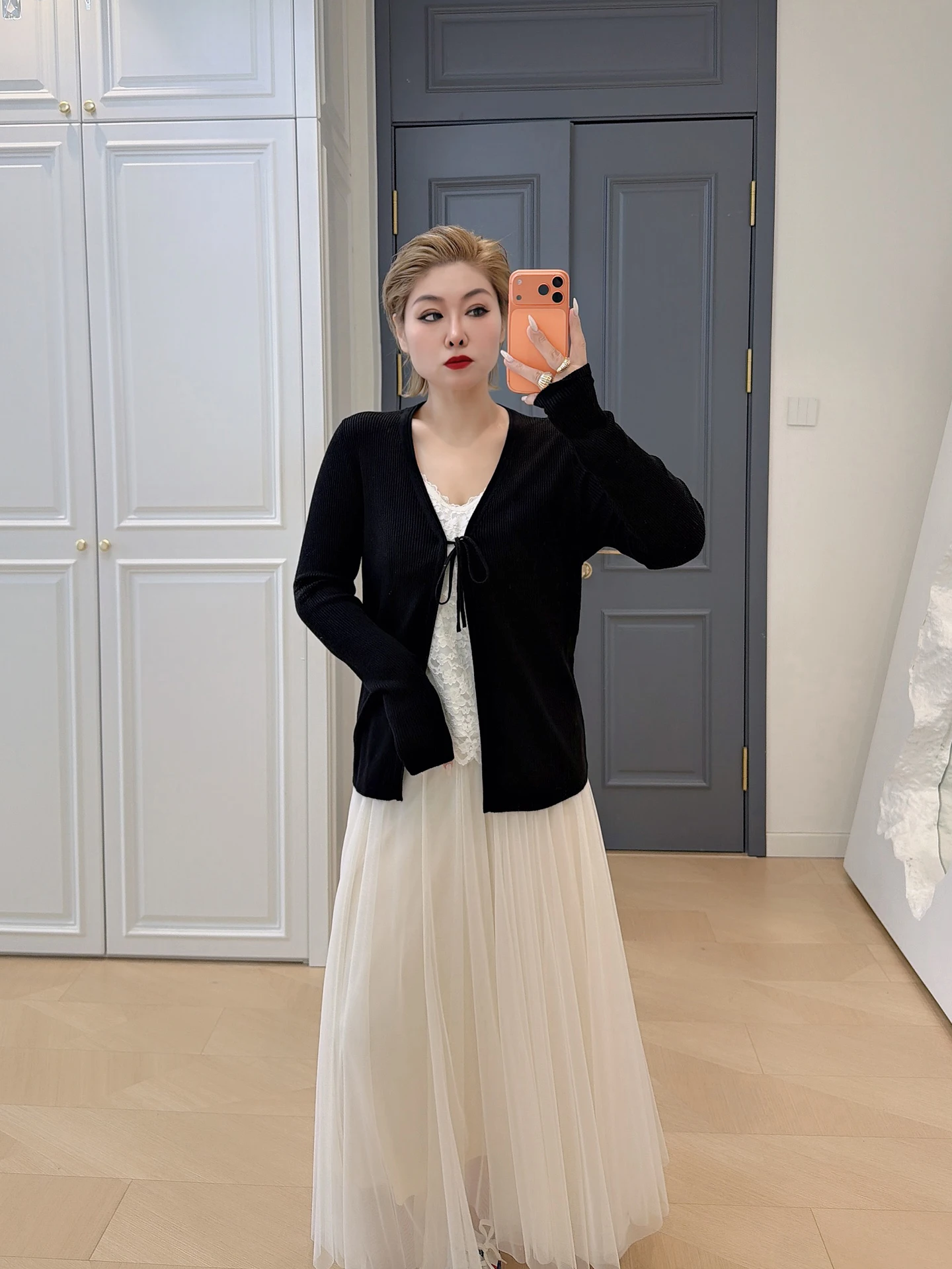 

Spring 2026 plus Size Women's Knitted Tee-Piece Set with Lace ter Skirt High Waist Long Sve round Ne Faion Ensemble