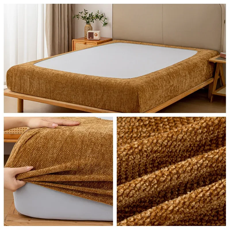 1.2/1.5/1.8/2.0m Stretch Fitted Mattress Cover Edge Guard Cat Scratch Resistant Mattress Protector Bedroom Bedding Dustproof