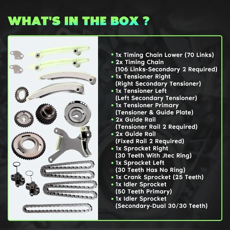 SCITOO 9-0393SD Kit de chaîne de distribution de moteur remplace pour Dakota pour Durango Ram 1500 pour Grand pour Cherokee 4.7L 1999-2004