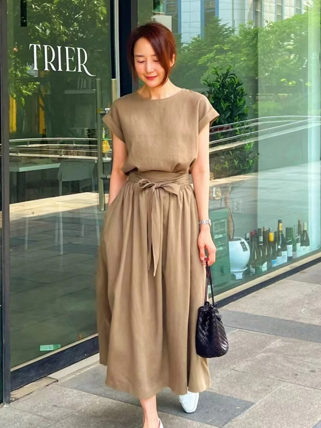 

Женская модная хлопковая юбка Lin ort Sve irt с поясом для похудения f-длины, комплект свободного покроя, универсальный цвет