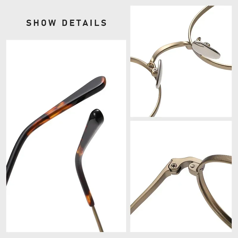 Occhiali classici rotondi in titanio retrò Montatura per occhiali da vista di lusso alla moda per uomo Donna Occhiali da vista con montatura per miopia ovale vintage