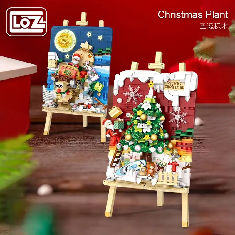 Loz Christmas Stereograph Sledge Christmas Tree Christmas Gift Assembled Toy Assembly Model Children