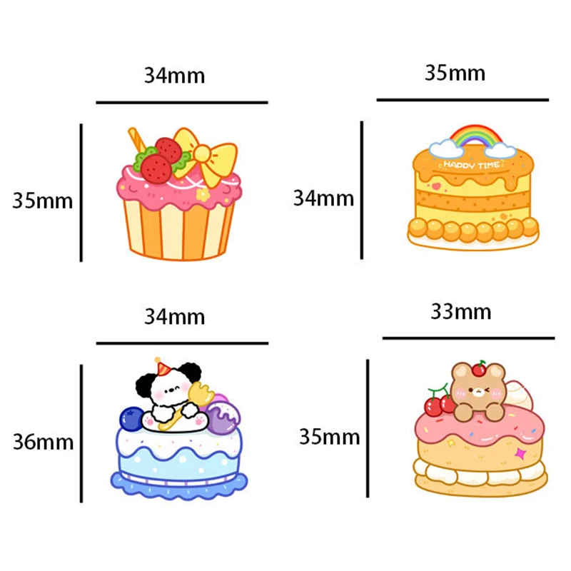 4 Stuks Acryl Kawaii Cartoon Dier Cake Geprint Clips Schattige Plakboek Clip Diy Kantoor Binding Benodigdheden