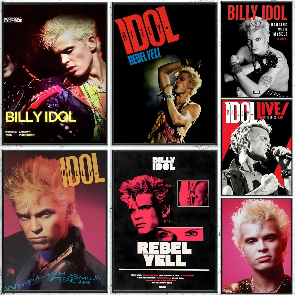 Singer Billy Idol Poster Self-Adhesive Waterproof Wall Stickers Coffee Bar Home Wall Decor