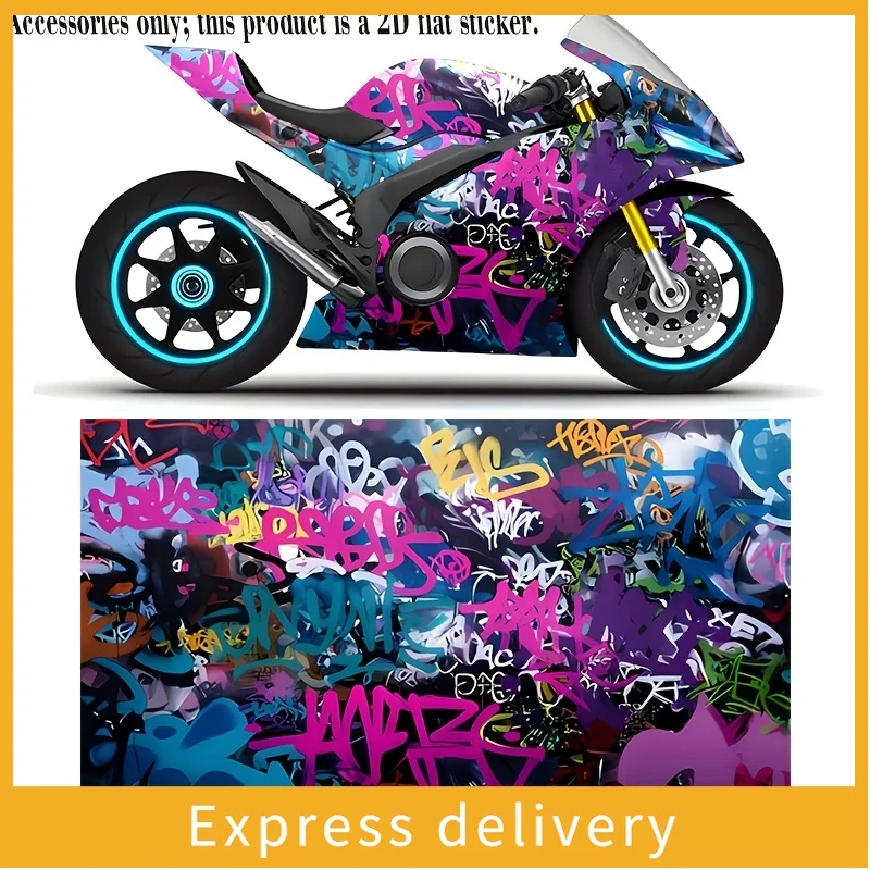 

2Pc motorcycle sticker, 2D flat pattern sticker, graffiti style motorcycle sticker, suitable for most motorcycle body decoration