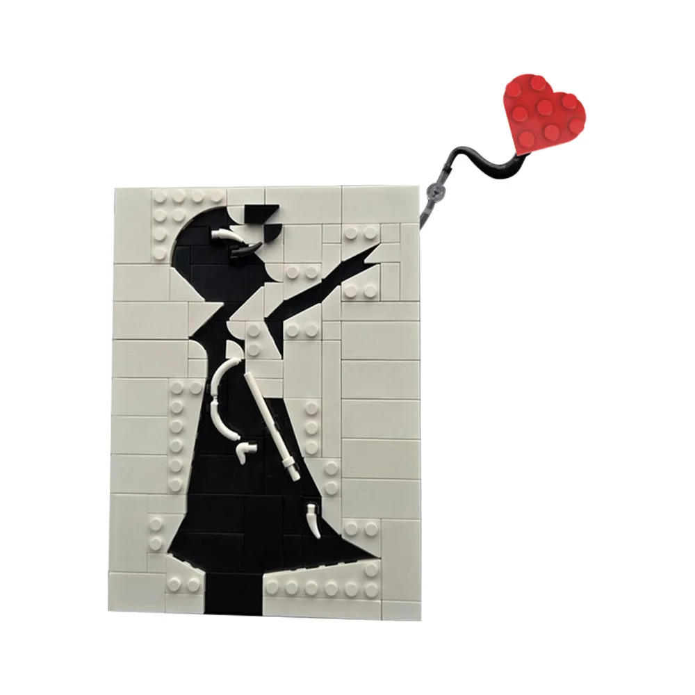 Gobricks MOC art Painting Banksyeds Flower Throw Building Blocks Model Girl with Balloon Bricks diy Assembled Toy Children Gift