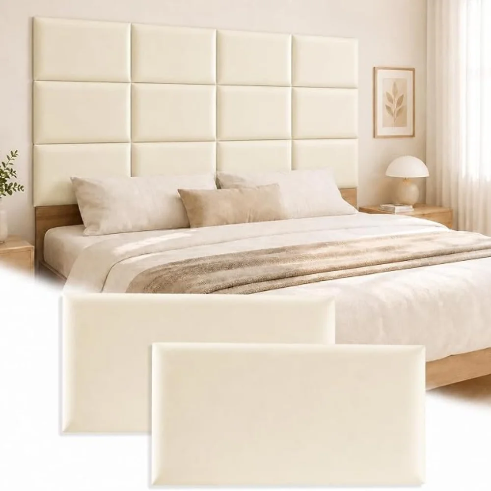 1/2PCS Self Adhesive Upholstered Wall Panel Headboard Peel Stick Soft Cushion Anti-collision 3D Wall Sticker DIY Bedroom Decor