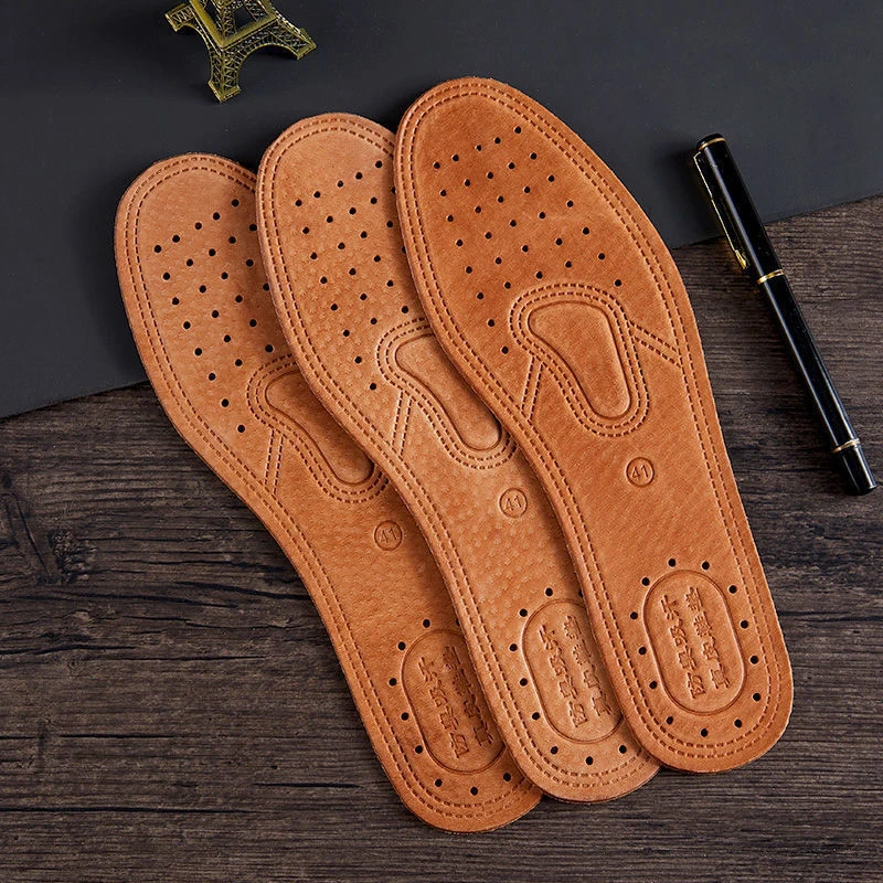 1 Pair Cowhide Insoles For Shoes Men Comfortable Deodorant Casual Leather Insole Feet Quality Genuine Leather Flats Shoe Sole