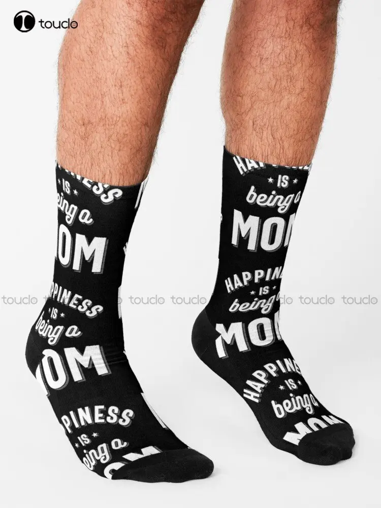 Happiness Is Being A Mom Socks Soccer Socks Men High Quality Cute Elegant Lovely Kawaii Cartoon Sweet Cotton Sock Custom Gift