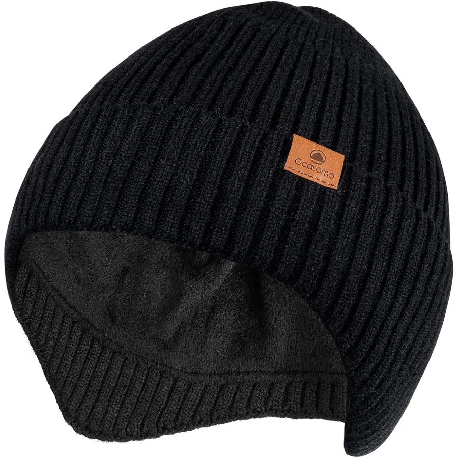 

Ocatoma Winter Beanie with Earflap for Men Women Warm Knit Soft Hat Outdoor Beanie Unisex Gifts for Men Women