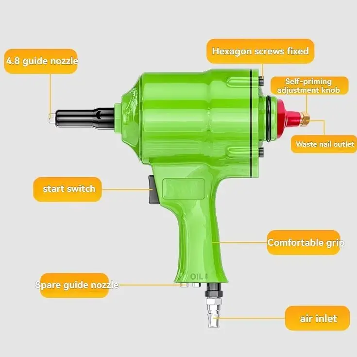 Pneumatic Rivet Gun Self Suction Rivet Pliers Gun Type Rivet Machine Air Nail Blind Gun Tool 3.2/4.0/4.8mm