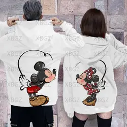 Coppia Outfit felpa donna felpa con cappuccio per bambini felpe con cappuccio Minnie da uomo stampa Top Disney abbigliamento donna felpe moda