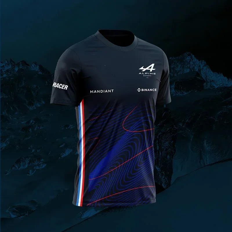 Men's Round Neck T-shirt, Casual, Oversized, 3D Printed, Alpine Sports Style, Summer 2022