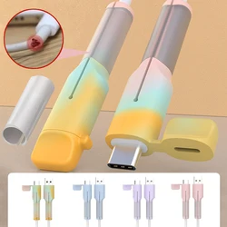 2in1 Cute Silicone Cable Winder Protector for Dual USB C Android Charging Cable Saver Cord Organizer Wire Anti Break Protective