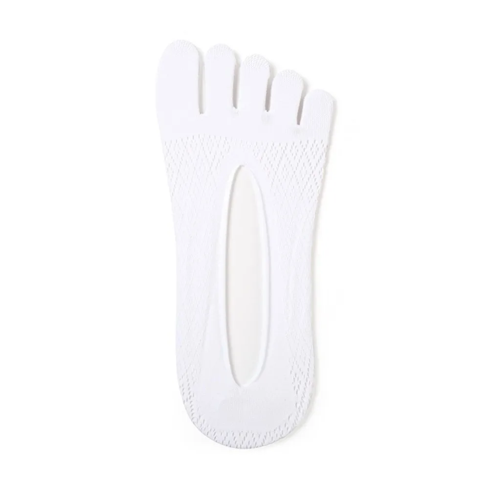 Solid Silk Socks Non-Slip Five Finger Socks Mesh Grid Elastic No Show Socks Breathable Low Cut Invisible Socks For Men