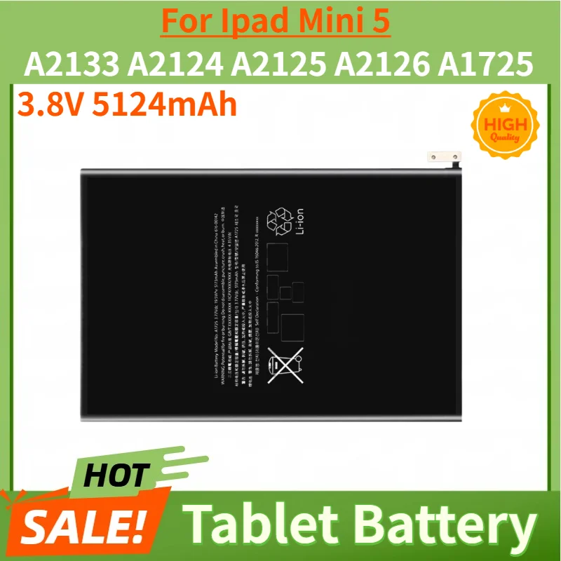 A2133 A2124 A2125 A2126 A1725 High Quality 3.8V 5124mAh Tablet Battery For Ipad Mini 5 Replacement Battery