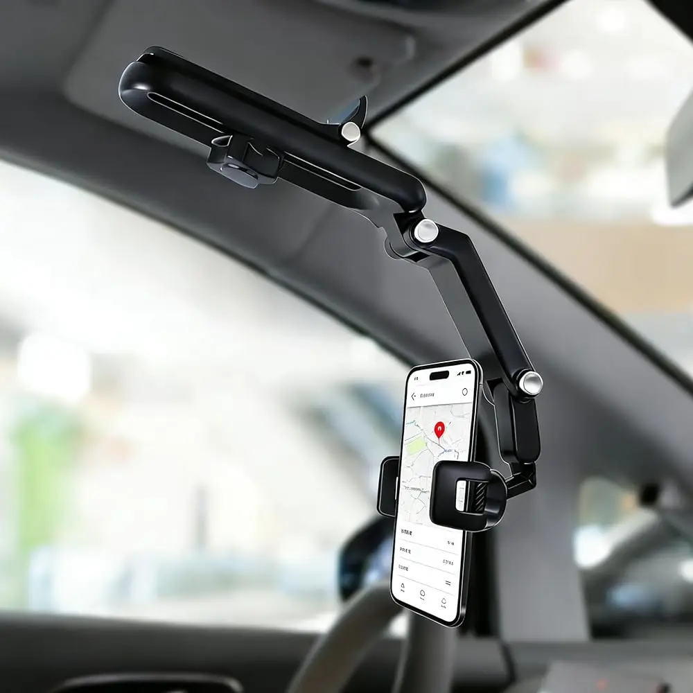 

Sun Visor Phone Holder, 360° Rotatable and Extendable Car Phone Holder, Hands-Free Car Mount Compatible with Most Smartphones