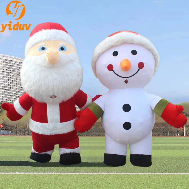 Giant Inflatable Santa Claus Mascot Costume Reindeer Snowman Cosplay Costume For Adult Party Christmas Halloween Promotion Props