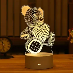 Romantic Love 3D Acrylic Led Lamp for Home Children's Night Light Table Lamp Birthday Party Decor Valentine's Day Bedside Lamp