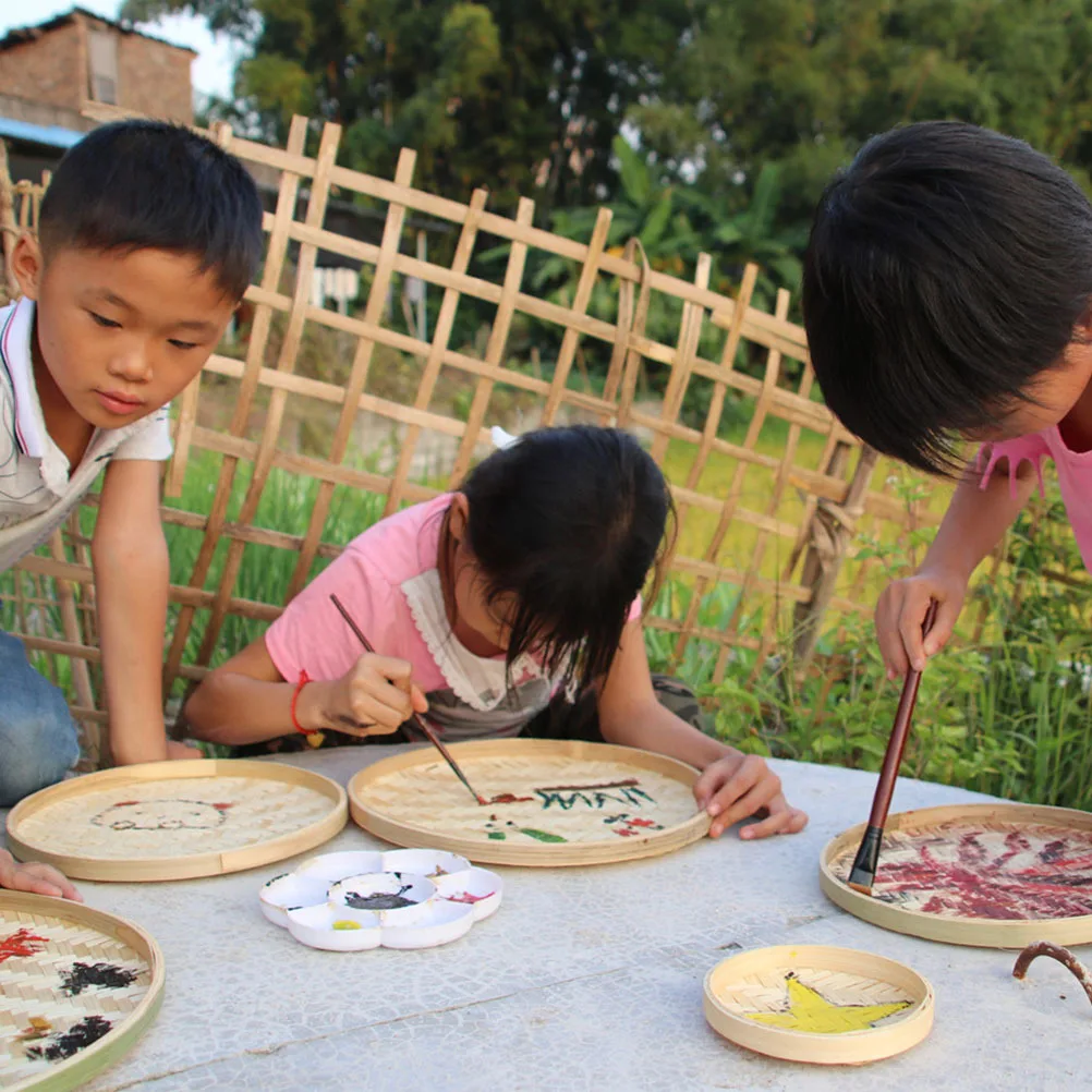 

3Pcs Bamboo Weaving Dustpan Ornament Creative DIY Painting Decor Long Service Life Practical Item Decorative Dustpans