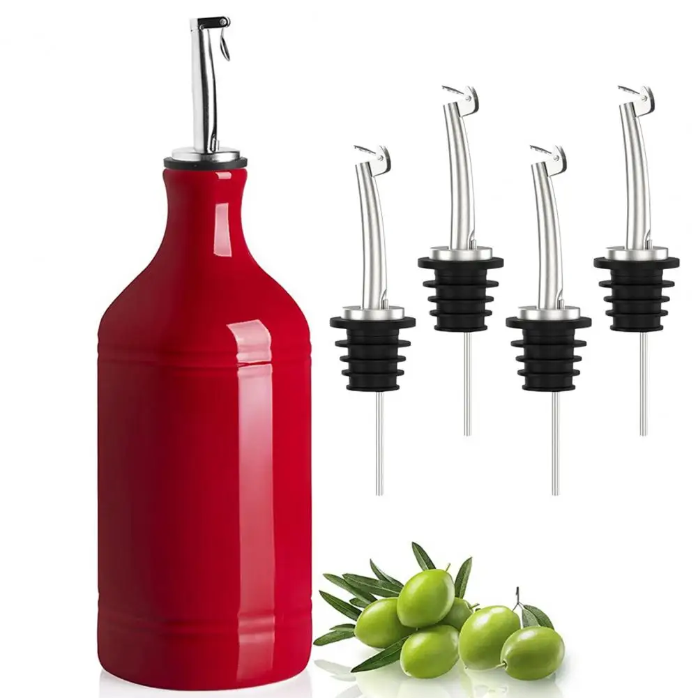 4Pcs Wine Pourers Leakproof Food Grade Liquor Pouring Device with Cap Reusable Oil Spout Liquor Bottle Pourers Bar Accessories