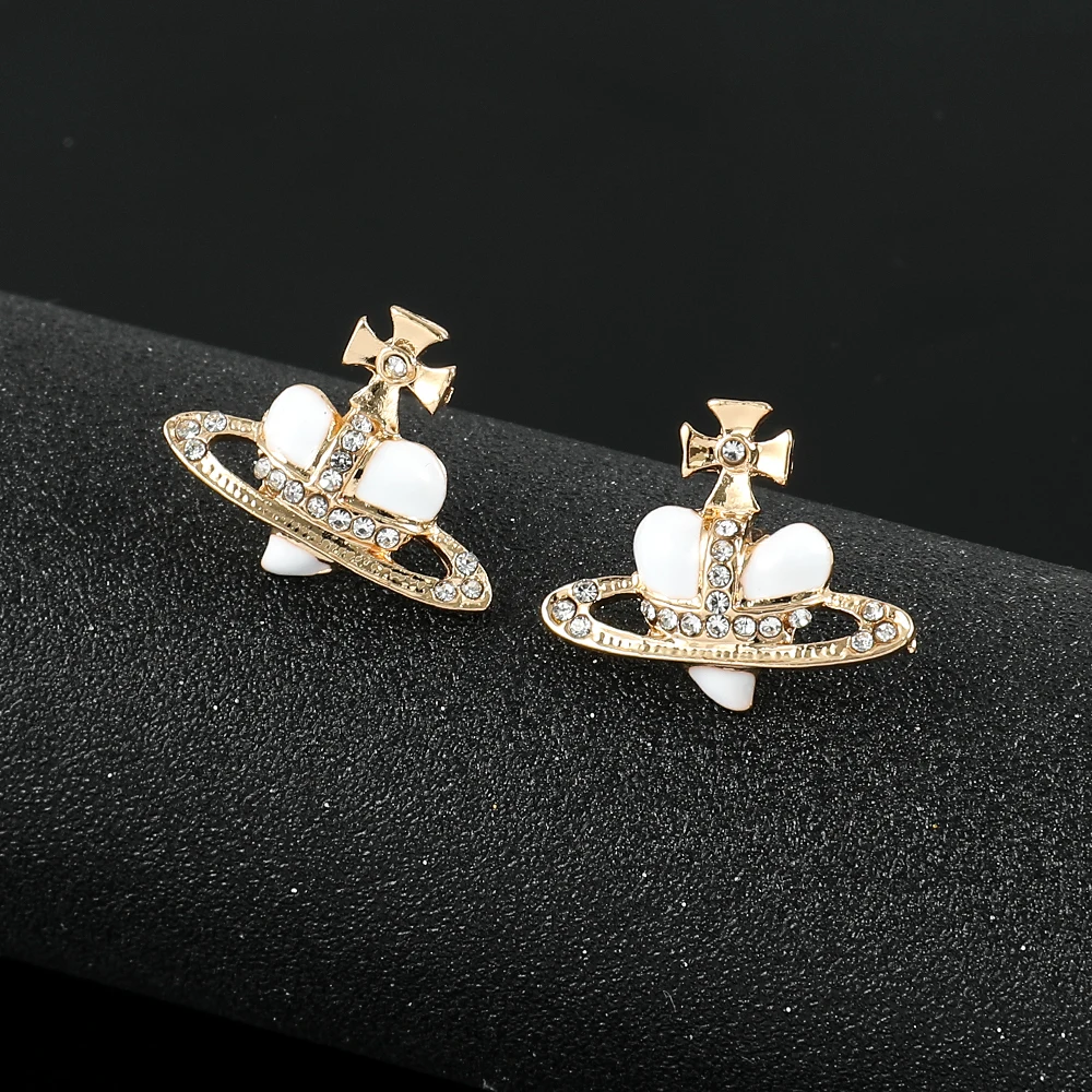 Saturn Planet Stud Earrings For Women Girl Heart Earrings