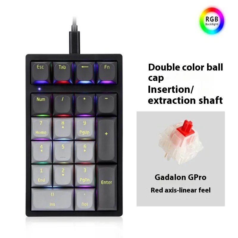 새로운 Darmoshark K3 유선 숫자 기계식 키보드 핫 스왑 RGB 백라이트 전자 스포츠 게임 키패드 노트북 액세서리 사용자 정의 ​