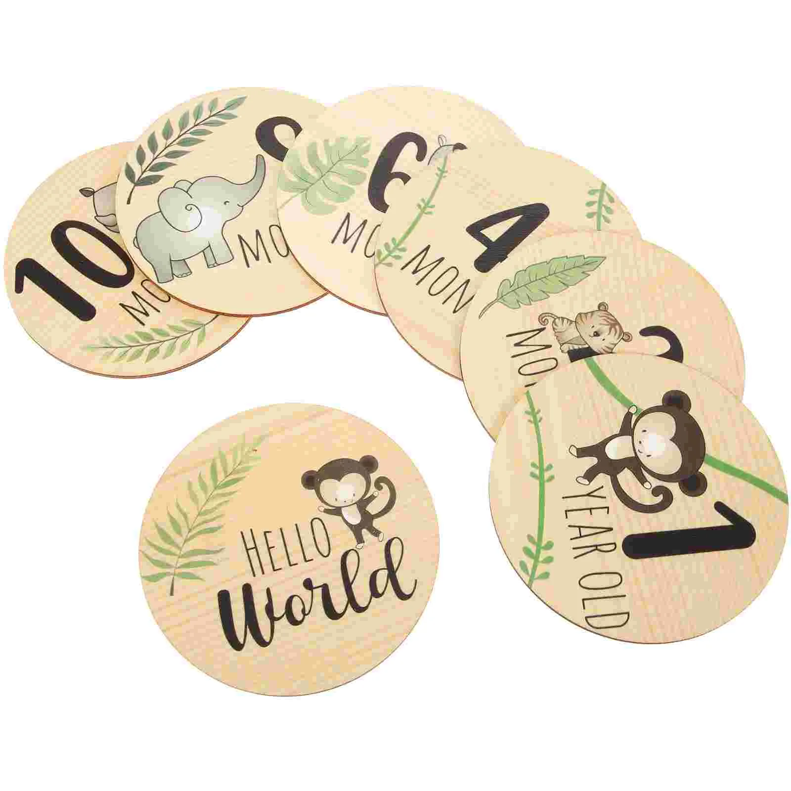 

7 Pcs Wooden Baby Monthly Cards Newborn Growth Photo Props Infant Month Signs Unique Design Craftsmanship