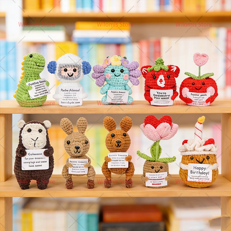 

Positive Energy Pocket Hug Crochet Doll Mini Handmade Knitted Plush Astronaut Dinosaur Kangaroo Funny Emotional Support Gift
