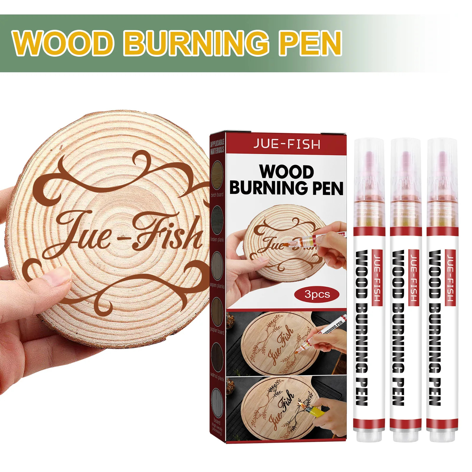 3pcs Wood Burning Pen Scorch Creative Chemical Wood Burned Marker Pyrography Pens for DIY Art Fine Tip Woodworking Marker