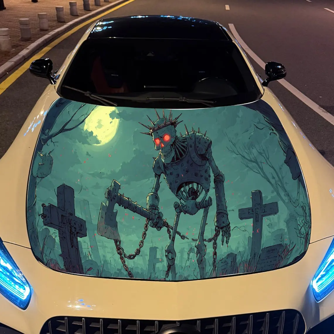 

Жуткий гигантский череп монстра в кладе, наклейка на капот двигателя автомобиля, автоматические виниловые обертывания, водонепроницаемая самоклеящаяся наклейка на автомобиль, Durab