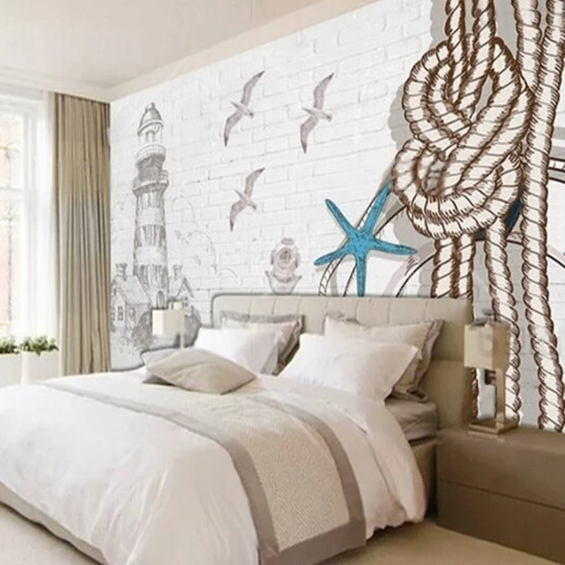 A luxurious background wall for the living room and bedroom with a Nordic minimalist lighthouse brick wall