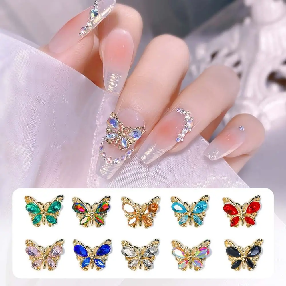 Nail Art Schmuck glänzend koreanische Nail Art Schmetterling Nagel Dekorationen Maniküre Zubehör 3D Nagel bohrer Aurora Nagel Strass