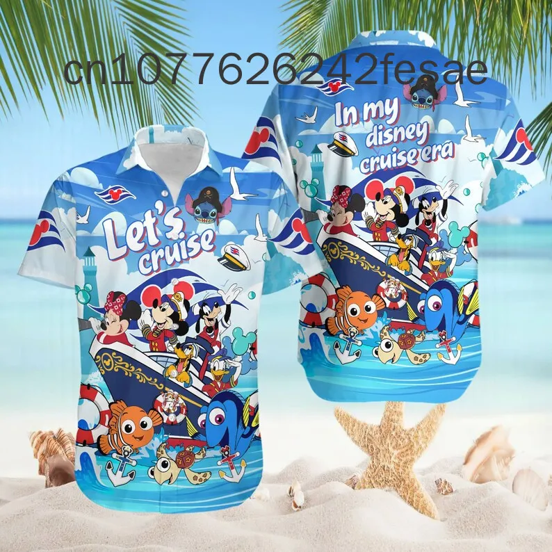 2024 New Mickey and Friends Cruise Hawaiian Shirt Men\'s Women\'s Shirt Disney Hawaiian Shirt Mickey Minnie Beach Hawaiian Shirt