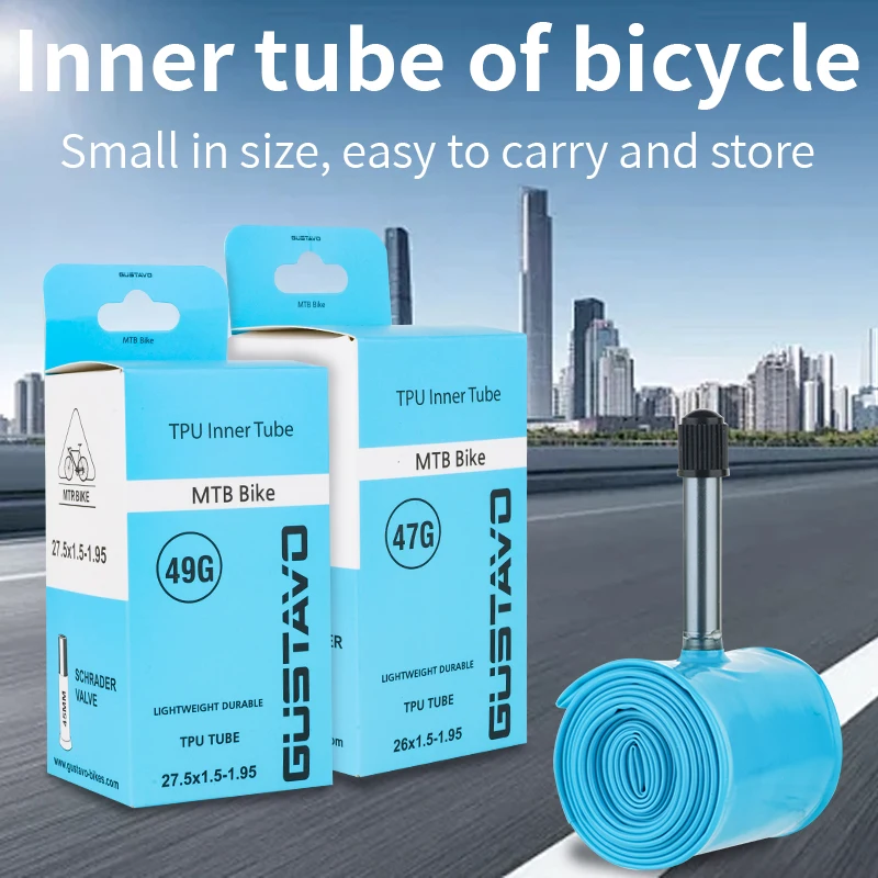 AliExpress NONE GUSTAVO TPU MTB Bike Inner Tube Camera 26 27.5 x1.5 1.95 Inch Mountain Bicycle Tire pneu SCHRADER 45MM