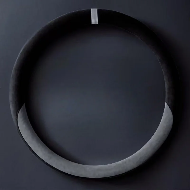 غطاء من جلد الغزال لجميع المواسم غطاء عجلة القيادة التلقائي رقيقة جدا عدم الانزلاق على شكل D مستديرة تنفس عجلة توجيه سيارة حامي #2