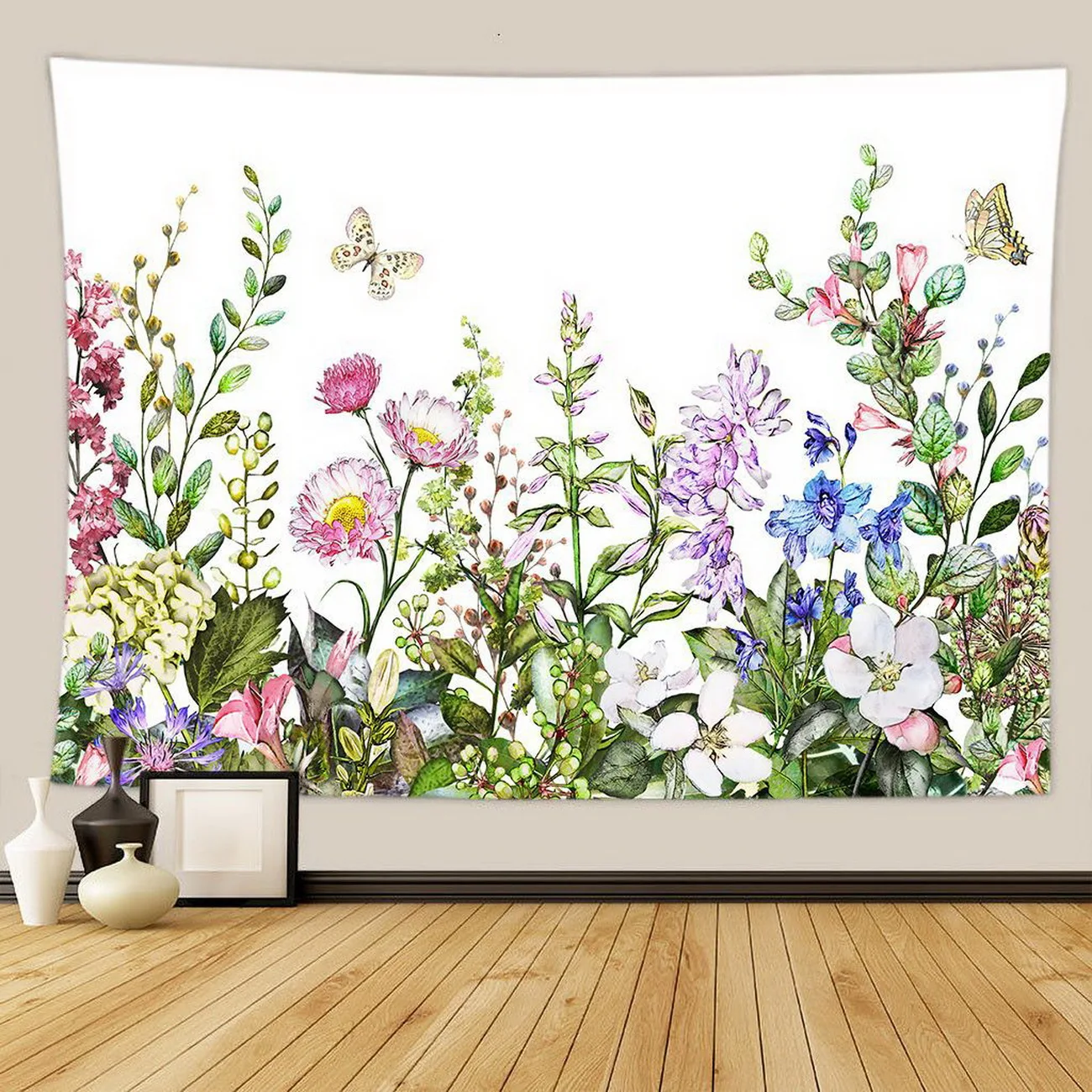 Flowers Tapestry Room Decor Aesthetic Living  ation Wall Hanging  Boho House