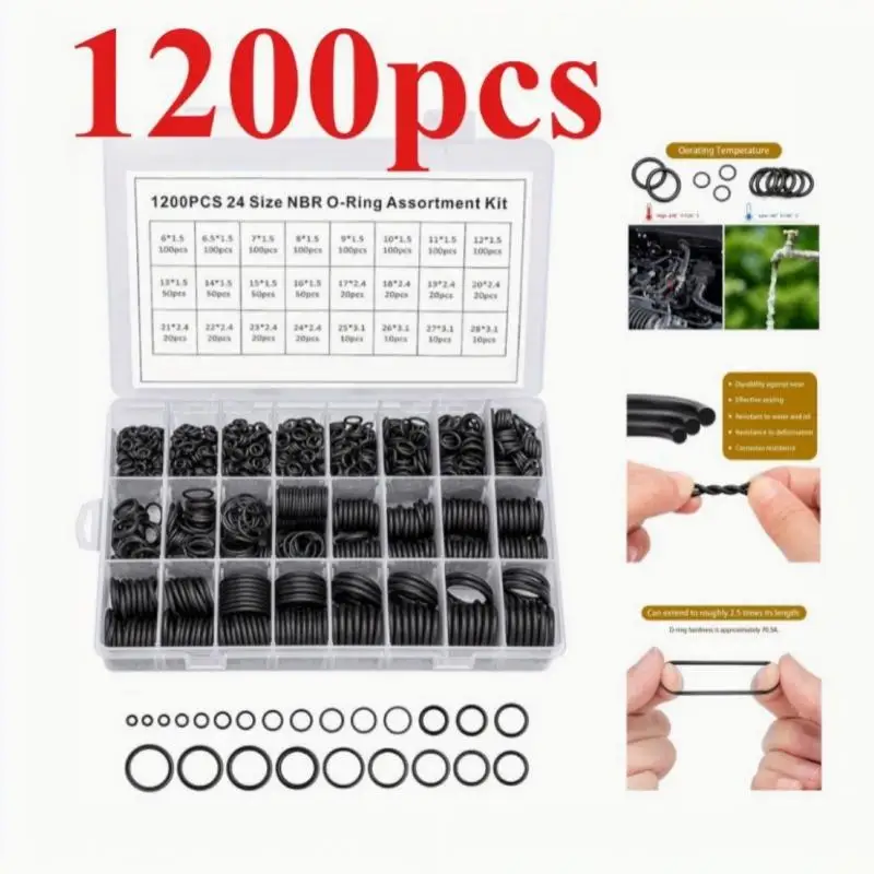1200-teiliges NBR O-Ring-Set 1200/270/225-teilig, hitzebeständige Gummi-Öldichtungen, Reparaturwerkzeug für Sanitär- und Wartungsarbeiten – Detail 1