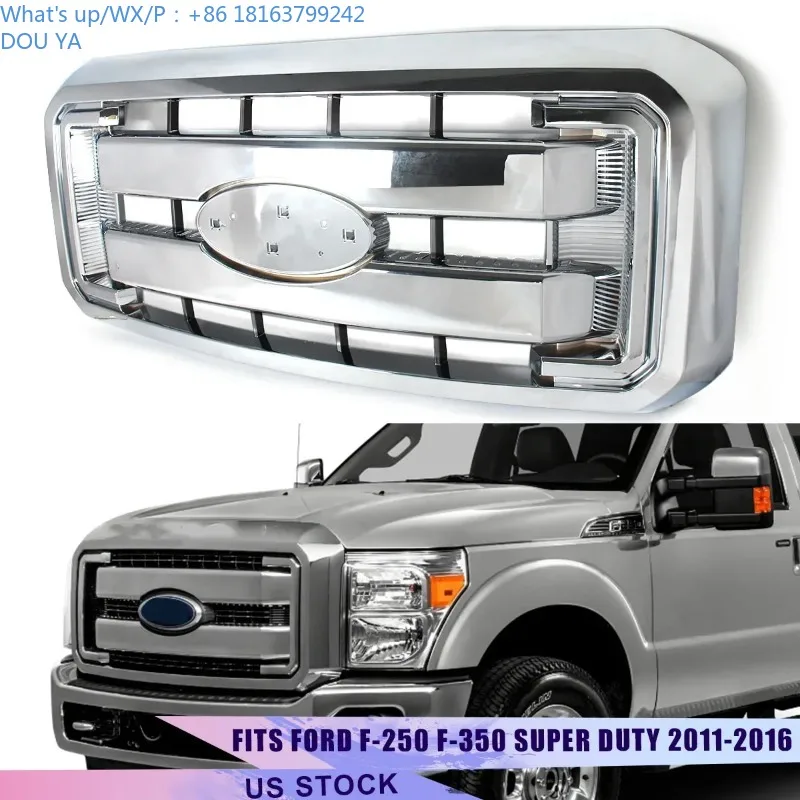 

Chrome Front Bumper Grille Modified For Ford F250 F350 F450 F550 Super Duty 2011-2016 Radiator Grills Upper Grille Accessories