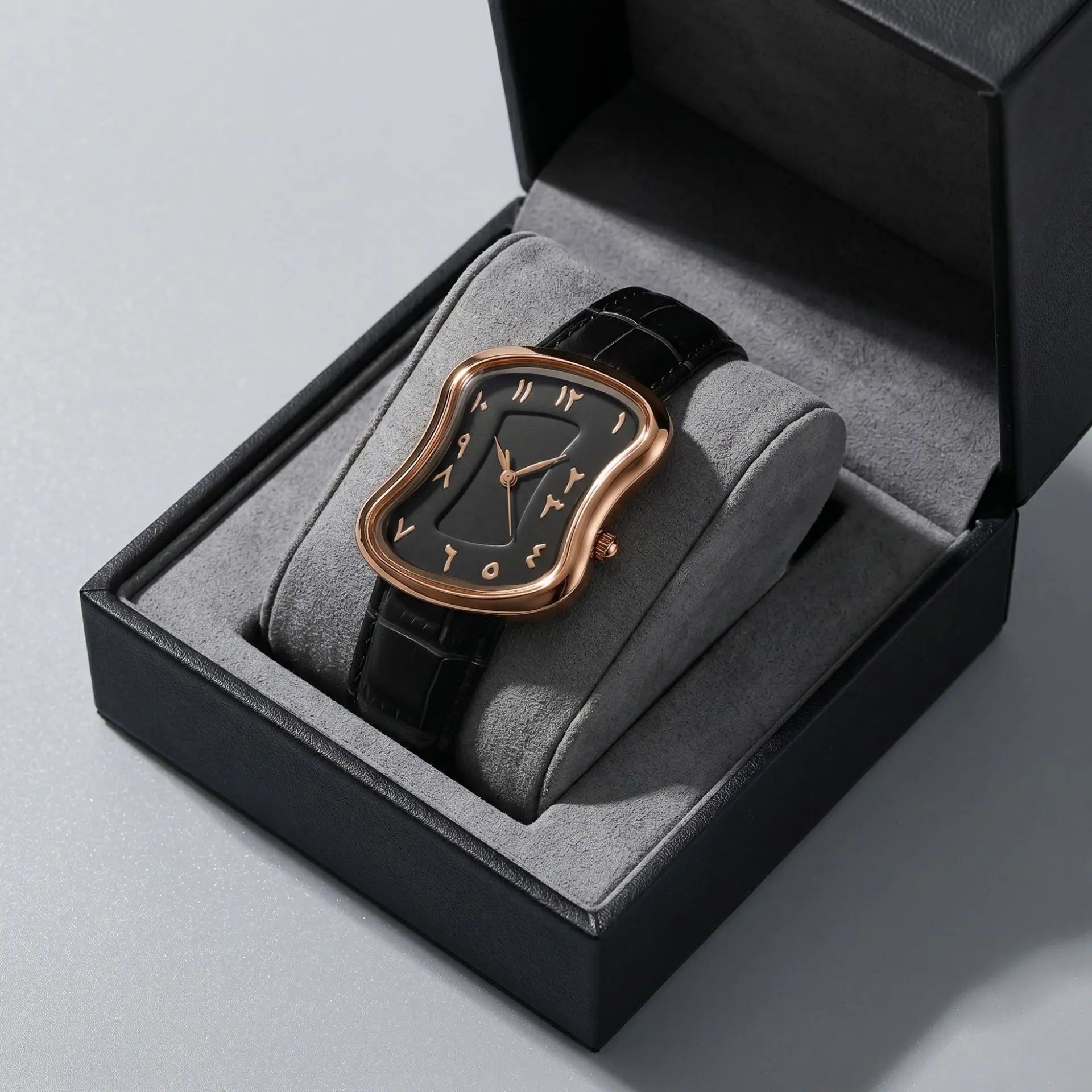 Women's Unique Melted Vintage Style Quartz Watch with Niche Light Luxury Waterproof Versatile Leather Strap Wristwatch