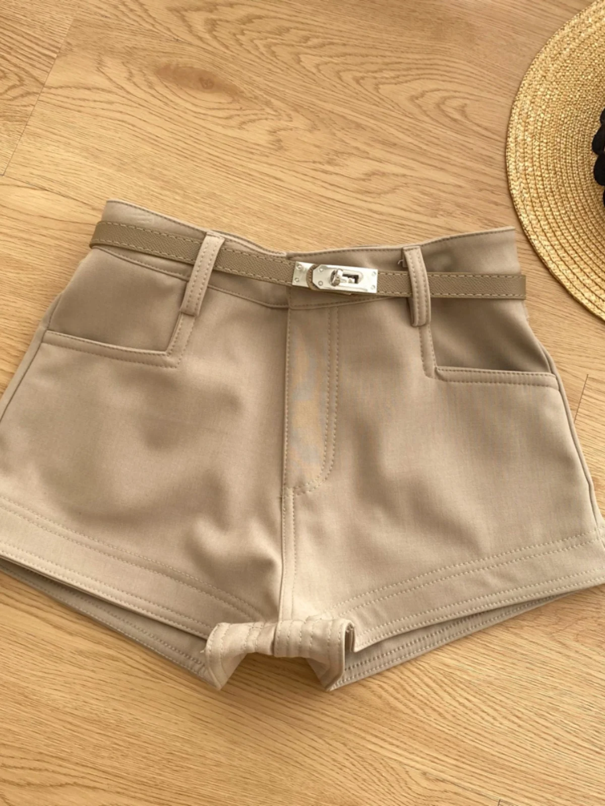 

High Waist Versatile Belted ort orts Women's Sle 2024 New Autumn High Faion Spicy Girl Casual Slim A-Line Wide Leg Ho...