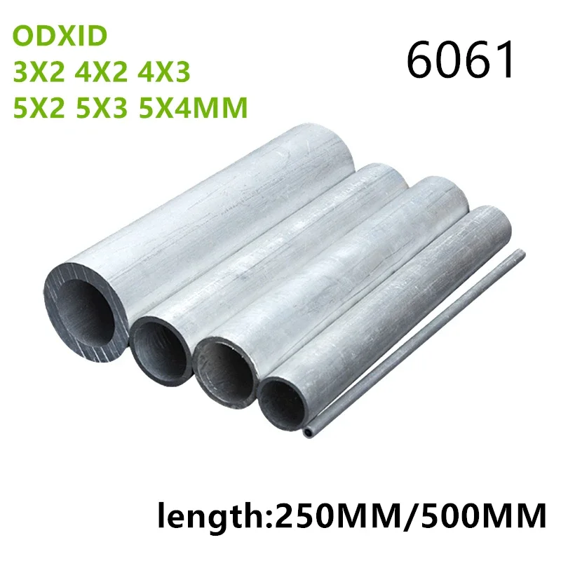 1-12PCS 6061 T6 aluminum tube pipe OD 3MM 4MM 5MM ID 2MM 3MM 4MM alloy aluminum hollow tube length 250MM 500MM