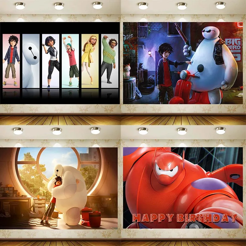 

Big Hero 6 Happy Birthday Party Supplies Background Kid Favor Baymax Wall Decor Baby Shower Banner Backdrop Decoration Boy Gift