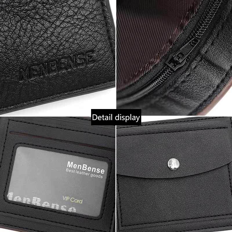 Name Engraving Short Men's Wallet High Quality Zipper Coin Pocket Credit Card Holder Simple Design Male Coin Purses view 5