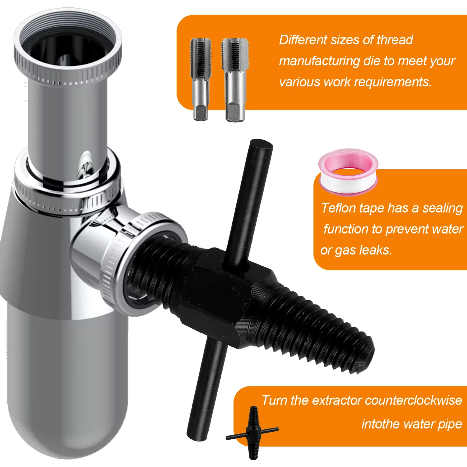 Imagem -05 - Pvc Tubo Thread Maker Ferramenta Tubo de Corte Ferramentas de Encanamento Thread Maker Mão Morre Pcs 20 Pcs