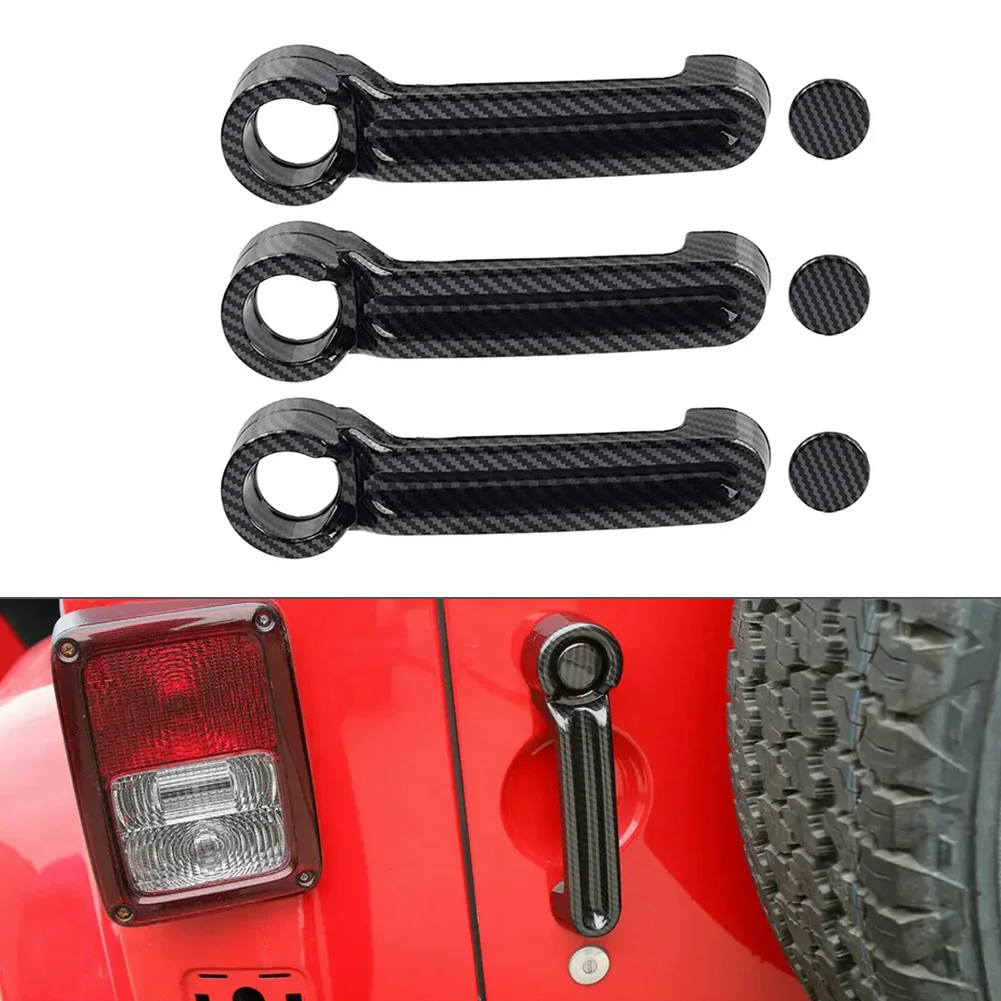 

3Pcs/Set Car Exterior Door Tailgate Handle Cover Trim Accessories For Jeep Wrangler JK JKU 2Door 2007-2017 Carbon Fiber Black