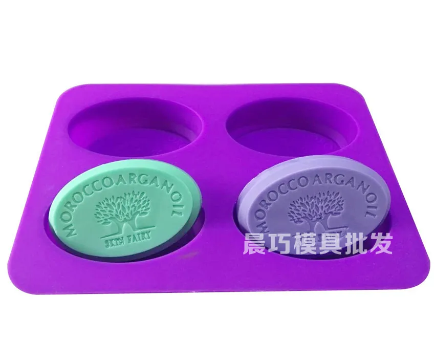 Silicone 4-even Happiness Tree Handmade Soap Paradise Oval Mould Gypsum Molds 353